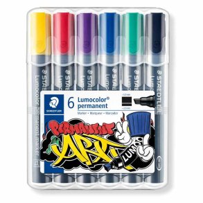 Staedtler Permanent marker - Lumocolor - skr� spids - 2-5mm - 6 assorteret farver